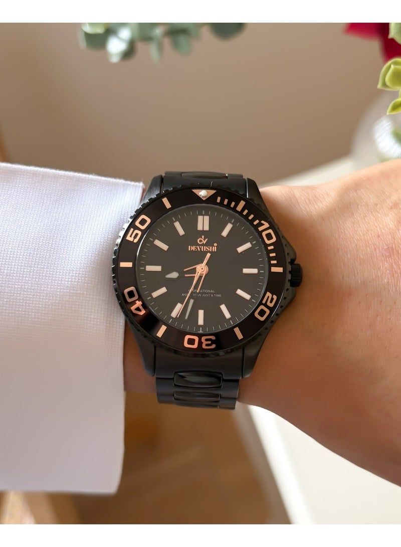 ديفوشي ساعة ديفوشي رجالية كاجوال اسود – سوار استيل وميناء مميز - Image 2